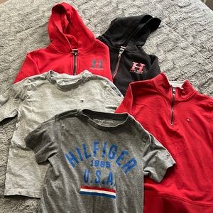 Tommy Hilfiger boys tops size 5.  Two hoodies, two long sleeve and one tshirt
